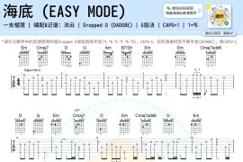 海底指弹谱_一只榴莲_入门简单版_吉他指弹教学视频简谱