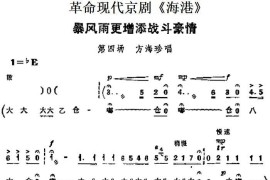 革命现代京剧《海港》主要唱段：暴风雨更增添战斗豪情（第四场方海珍唱段）简谱