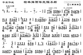 枪林弹雨军民隔不断（《平原作战》选段、琴谱）简谱