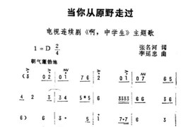 当你从原野走过（电视剧《啊，中学生》主题曲）简谱