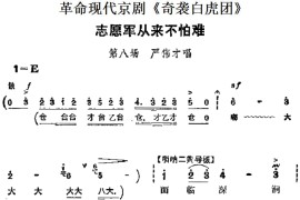 革命现代京剧《奇袭白虎团》主要唱段：志愿军从来不怕难（第八场严伟才唱段）简谱