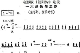 一天到晚想念你（电影版《朝阳沟》选段、银环妈、银环对唱）简谱