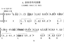 春秋亭外风雨暴（《锁麟囊》薛湘灵唱段、京胡考级谱）简谱