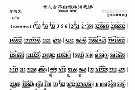 听儿言不由娘珠泪悲惨（《孝感天》选段、琴谱）简谱