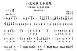 山里的朋友都爱她（120集动画片《人参娃》主题歌）音乐简谱