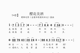 樱花美酒（朝鲜电影《金姬和银姬的命运》插曲）简谱