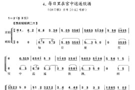 每日里在宫中逍遥饮酒（《白门楼》吕布唱段、京胡考级谱）简谱