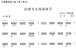 古筝托劈与大指摇练习（选调《中秋夜》）音乐简谱