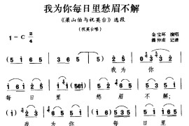 [河北梆子]我为你每日里愁眉不解（《梁山伯与祝英台》选段祝英台唱）简谱