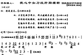 我心中如刀绞肝肠痛断（《赤桑镇》选段、京胡伴奏谱）简谱