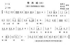 慢西城（三）（《张四姐临凡》唱段）简谱