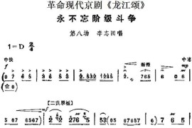 革命现代京剧《龙江颂》主要唱段：永不忘阶级斗争（第八场李志田唱段）简谱