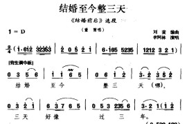 [龙江剧]结婚至今整三天（《结婚前后》选段董雷唱）简谱