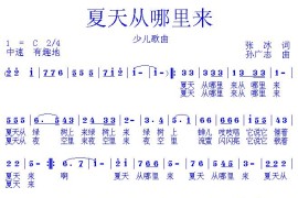 夏天从哪里来（张冰词孙广志曲）简谱