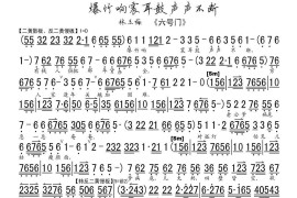 爆竹响震耳鼓声声不断（《六号门》选段、琴谱）简谱