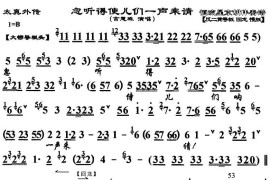 忽听得使儿们一声来请（《太真外传》选段、琴谱、言慧珠演唱版）简谱