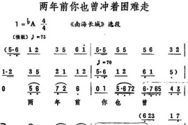 两年前你也曾冲着困难走（《南海长城》选段）简谱