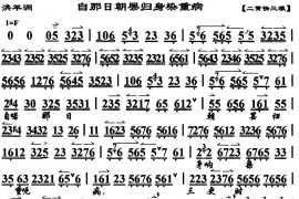 自那日朝罢归身染重病（《洪洋洞》选段、琴谱）简谱