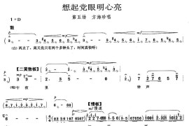 想起党眼明心亮（《海港》方海珍唱段）简谱