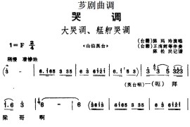 [芗剧曲调]大哭调、艋舺哭调（选自《山伯英台》）简谱