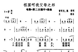 祖国呵我父母之邦（电影《第二次握手》插曲）简谱