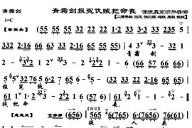 青霜剑报冤仇贼把命丧（《青霜剑》选段、京胡伴奏谱）简谱