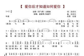 爱你后才知道如何爱你-双飞燕主题曲简谱