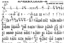 共产党就象天上的太阳一样（《沙家浜》沙奶奶唱段、琴谱）简谱