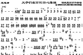 父子们在宫院伤心落泪（《逍遥津》选段、京胡伴奏谱）简谱