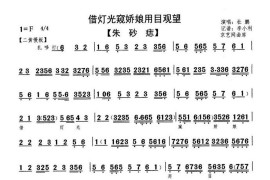 借灯光窥娇娘用目光望（《朱砂痣》杜鹏唱段、琴谱）简谱