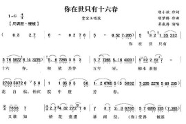 你在世只有十六春（《红楼梦》宝玉唱段）简谱