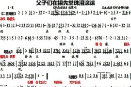 父子们在祖先堂珠泪滚滚（《聚鼎观画》徐策唱段、琴谱）简谱